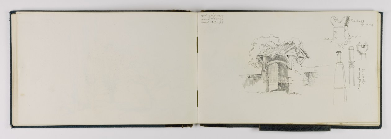 (Sketchbook) Ancienne passerelle près de Vevey/Friebourg/Schaffhouse - George Elbert Burr