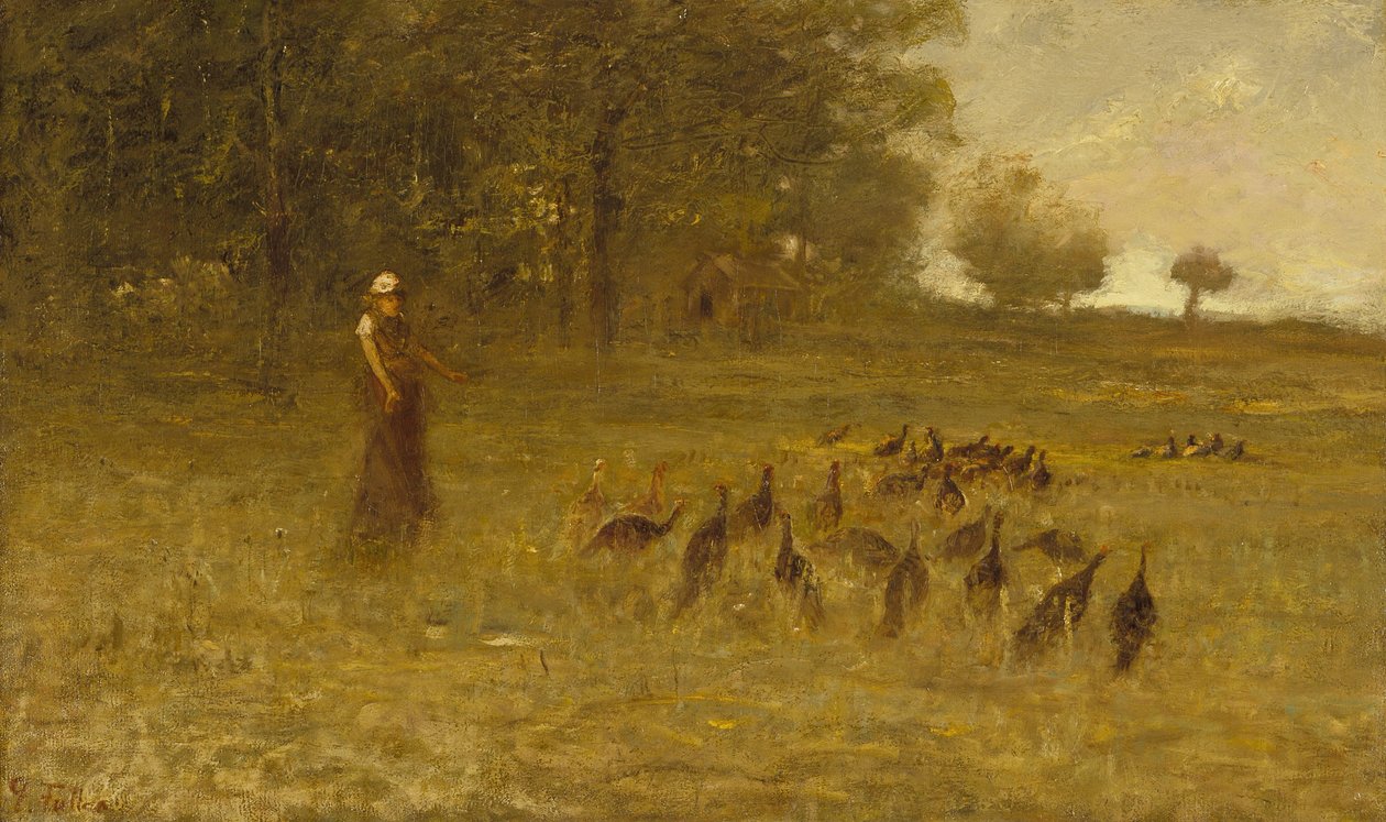 Fille avec des dindes - George Fuller