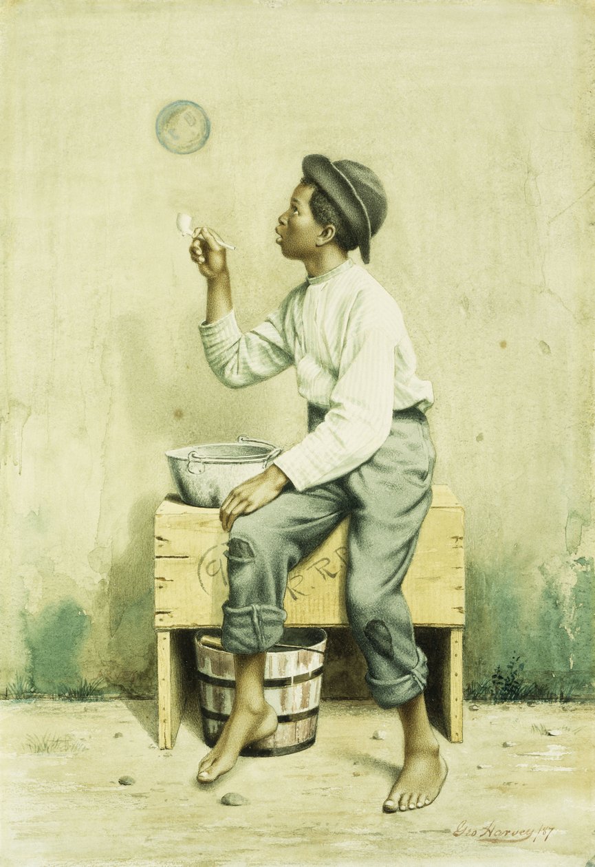 Garçon noir soufflant des bulles - George Harvey