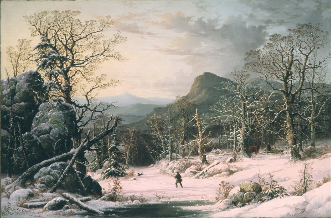 Hunter in Winter Wood - George Henry Durrie