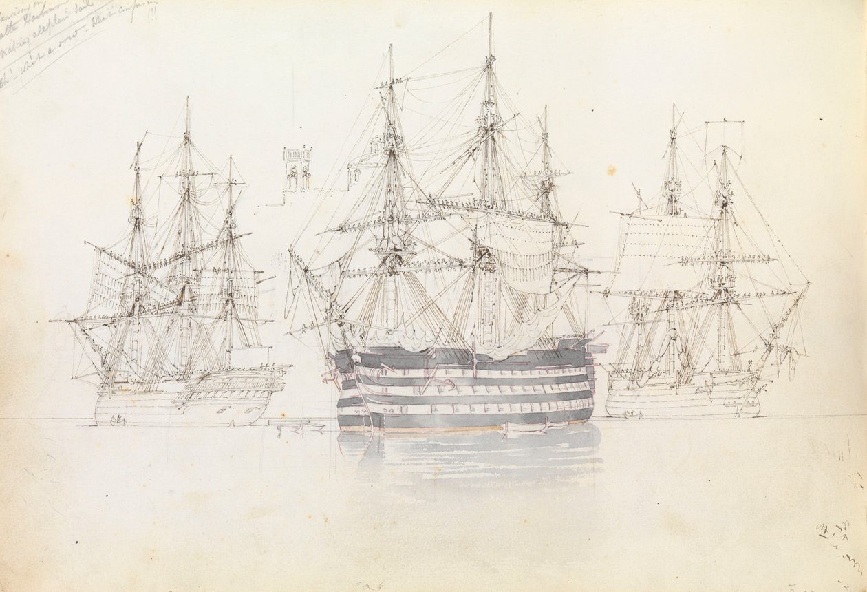 Exercice de voile dans le port de Malte - George Pechell Mends