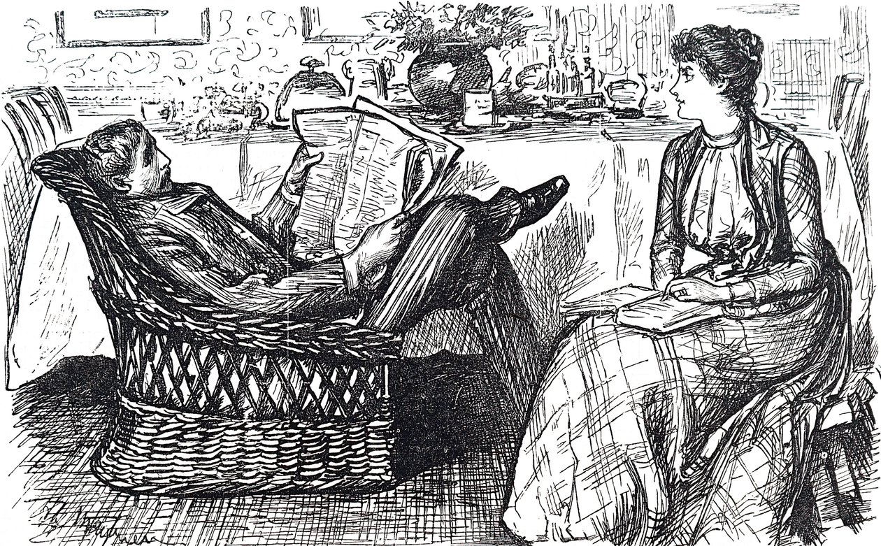 Un mari et une femme lisant - George du Maurier