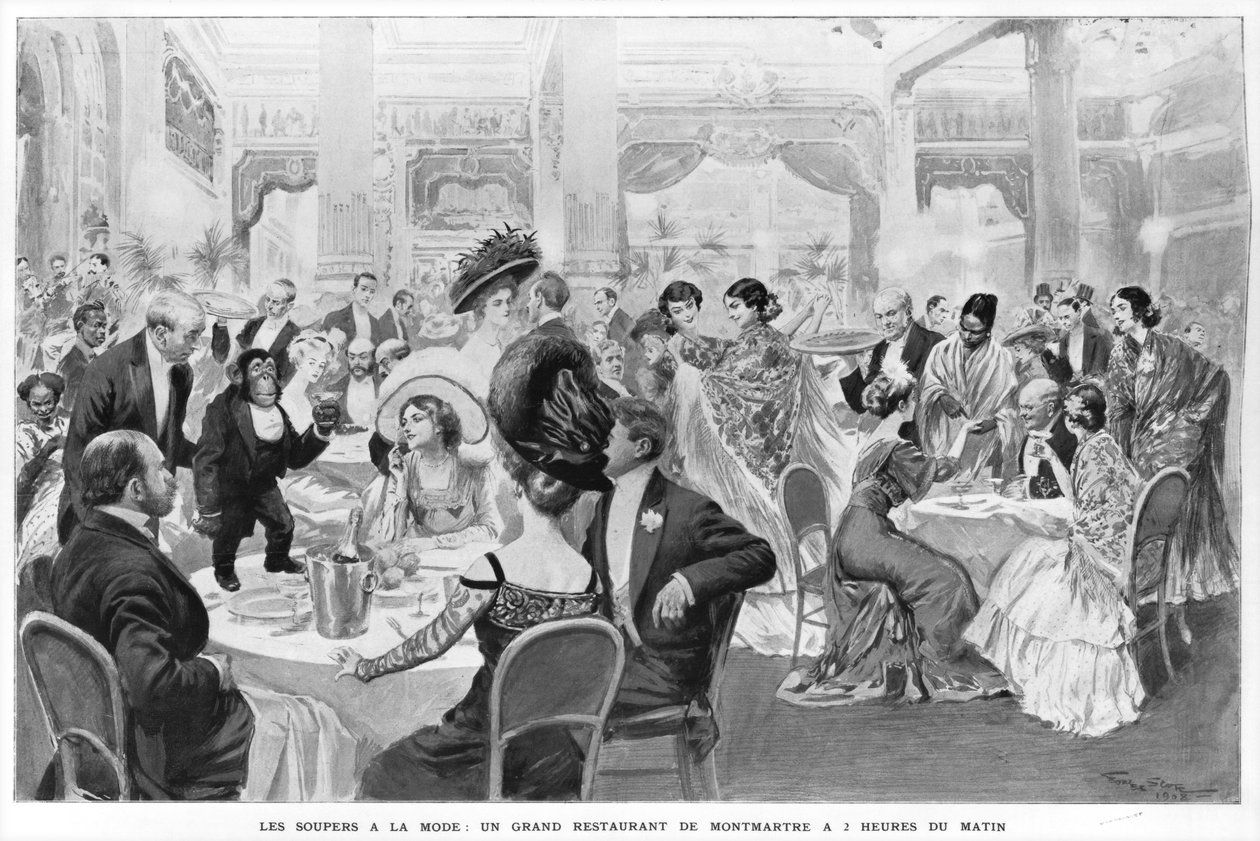 Soupers à la mode, un bon restaurant de Montmartre à deux heures du matin, 1908 - Georges Bertin Scott