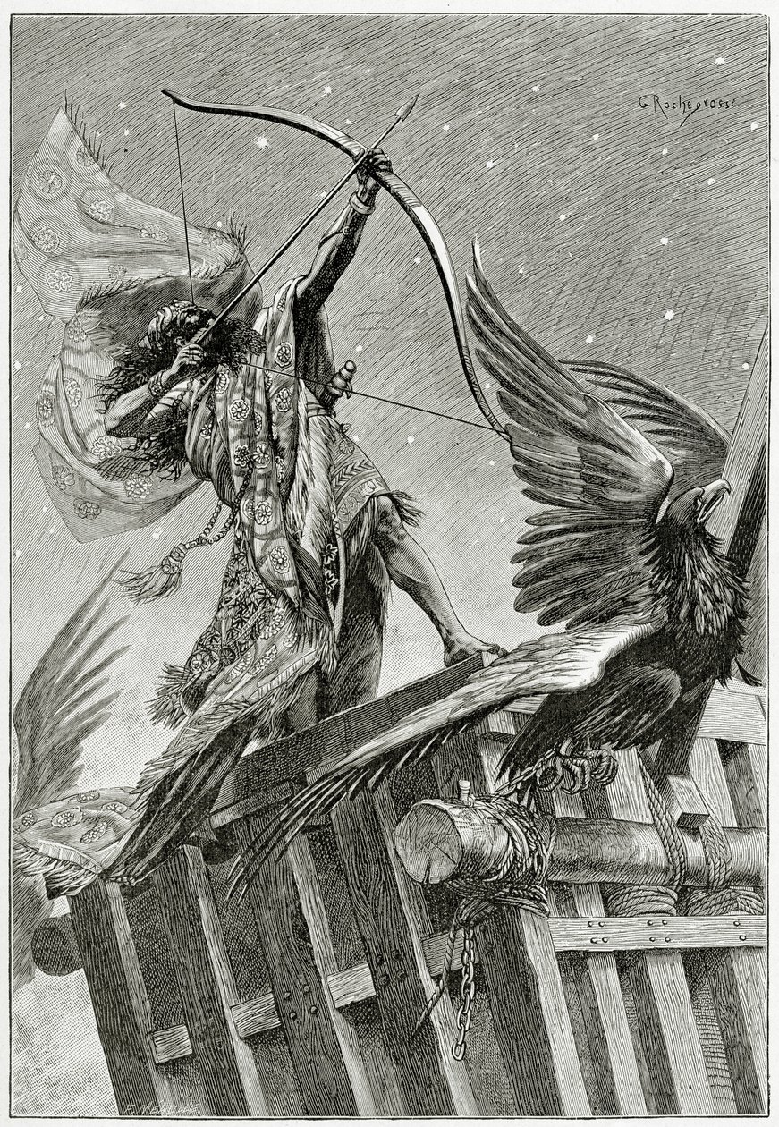 Nimrod, 19ème siècle (gravure en noir et blanc) - Georges Marie Rochegrosse