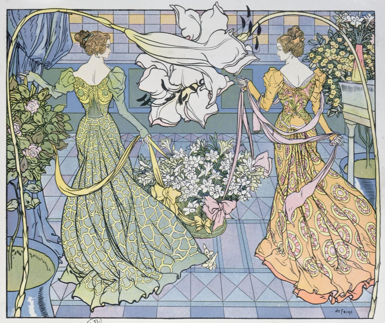 Femmes entourées de fleurs, vers 1900 - Georges de Feure