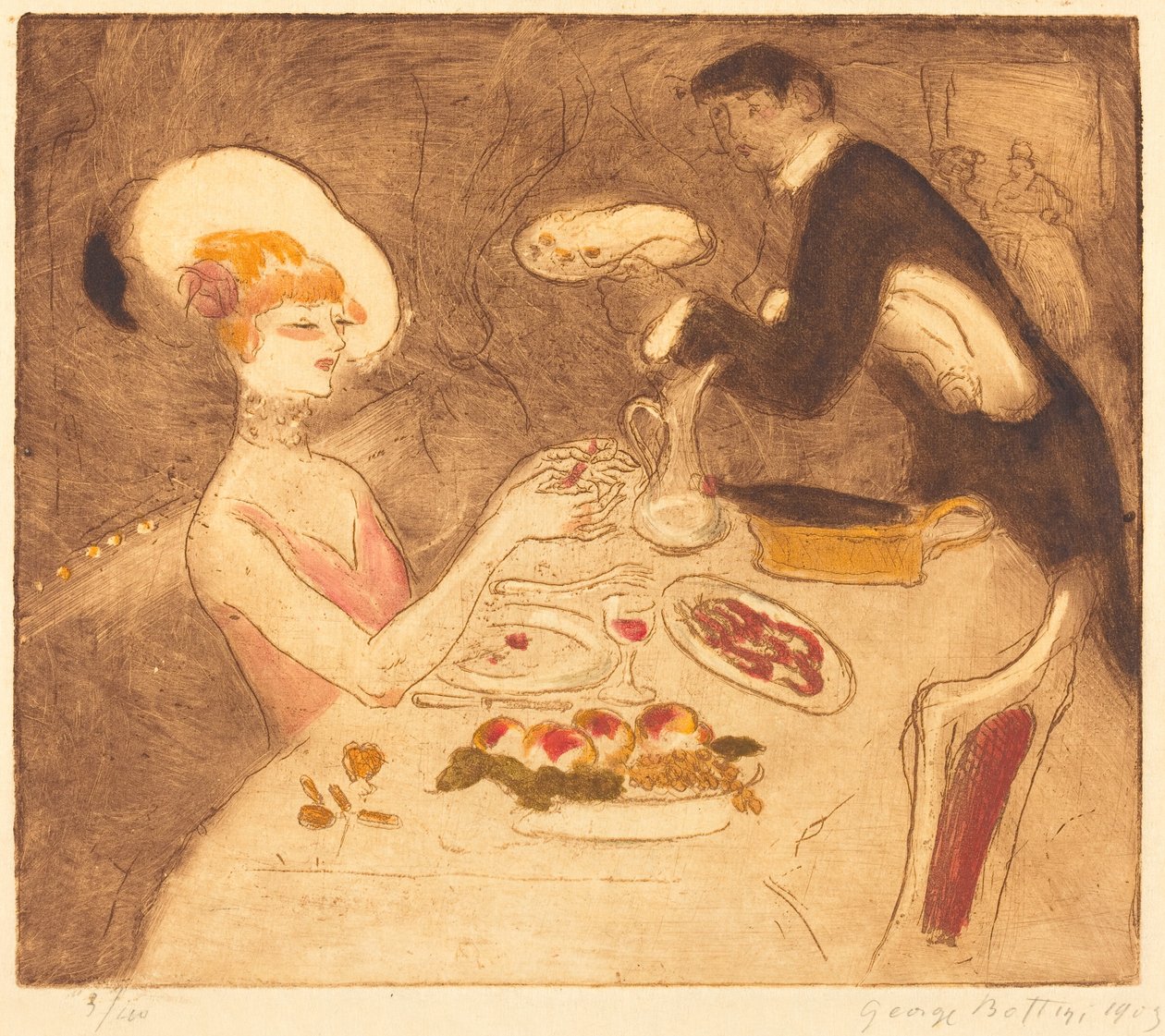 Femme Prenant le Souper - Georges Bottini