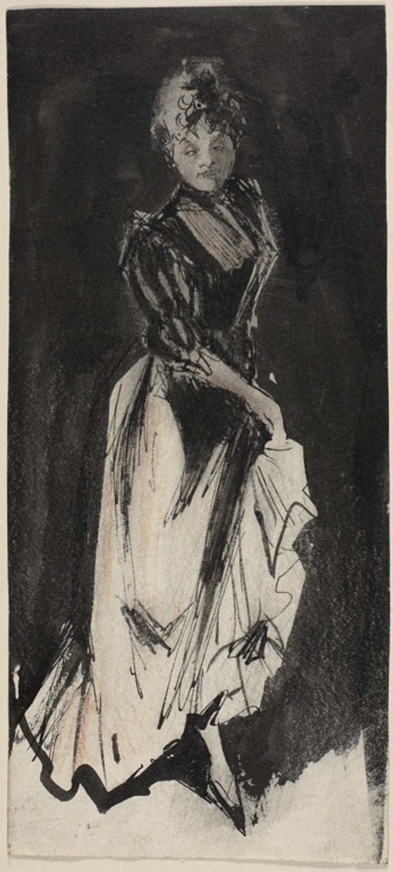 Femme soulevant sa jupe pour marcher - Georges Bottini