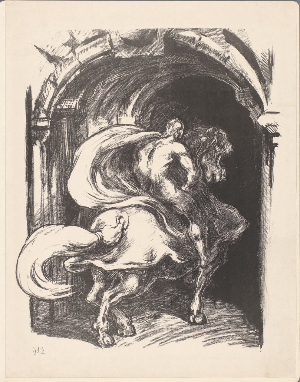 Cavalier entrant dans une porte - Georges d