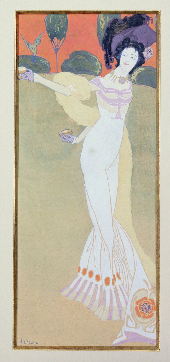 Femme nourrissant un oiseau - Georges de Feure