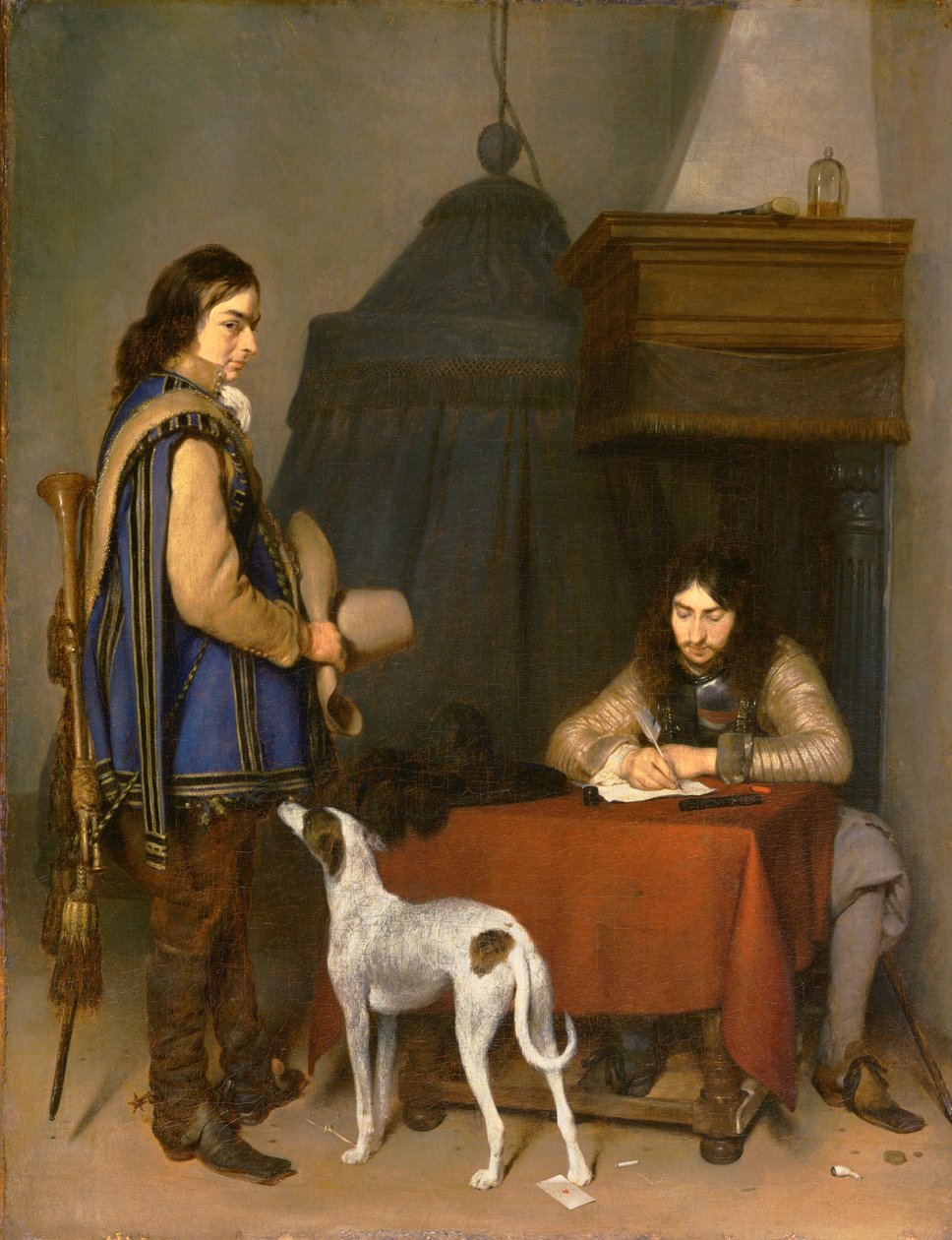 Officier écrivant une lettre, avec un trompette - Gerard ter Borch