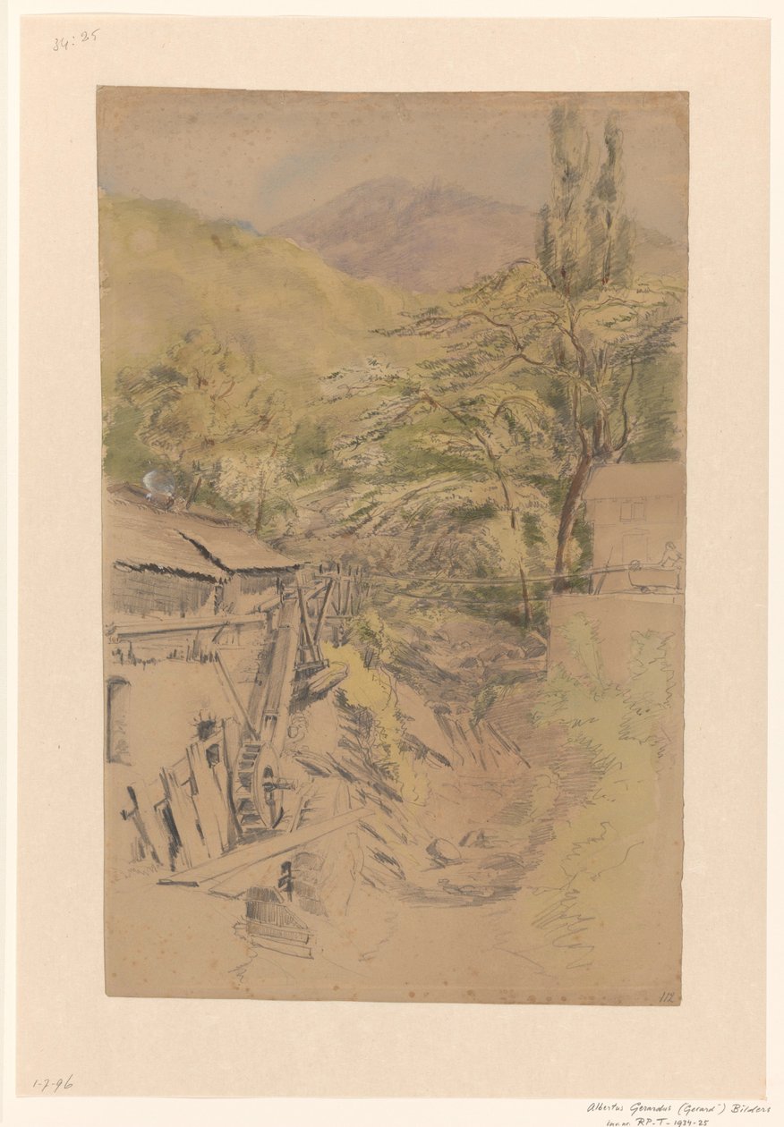 Paysage de montagne avec moulin à eau - Gerard Bilders