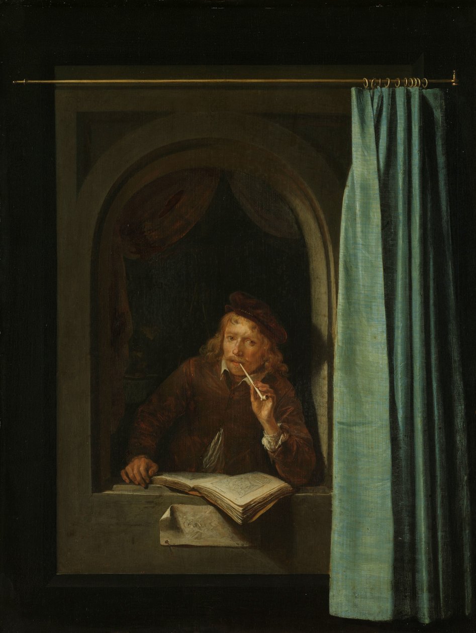 Homme fumant une pipe - Gerrit Dou