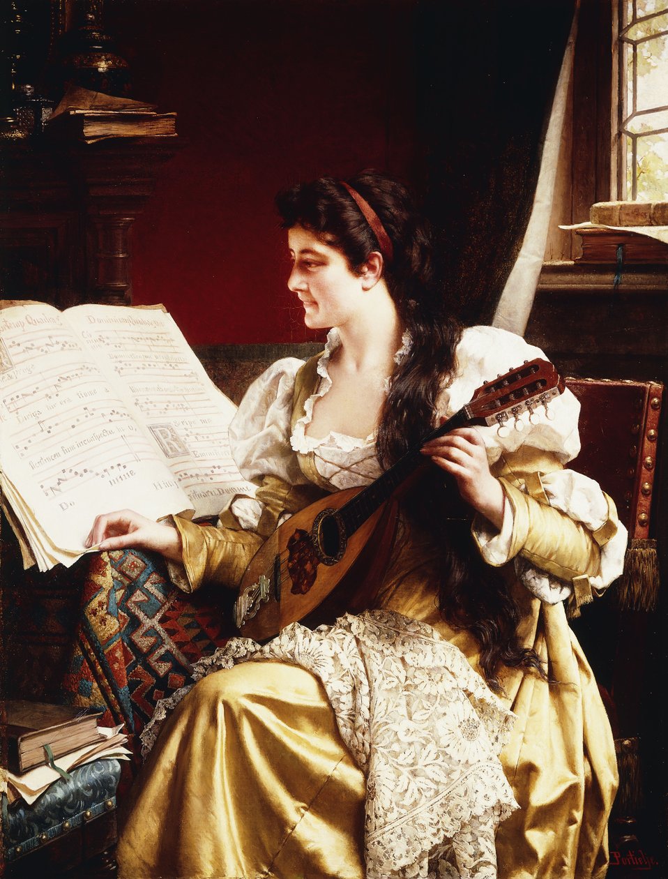 Dame avec une Mandoline - Gerard Portielje