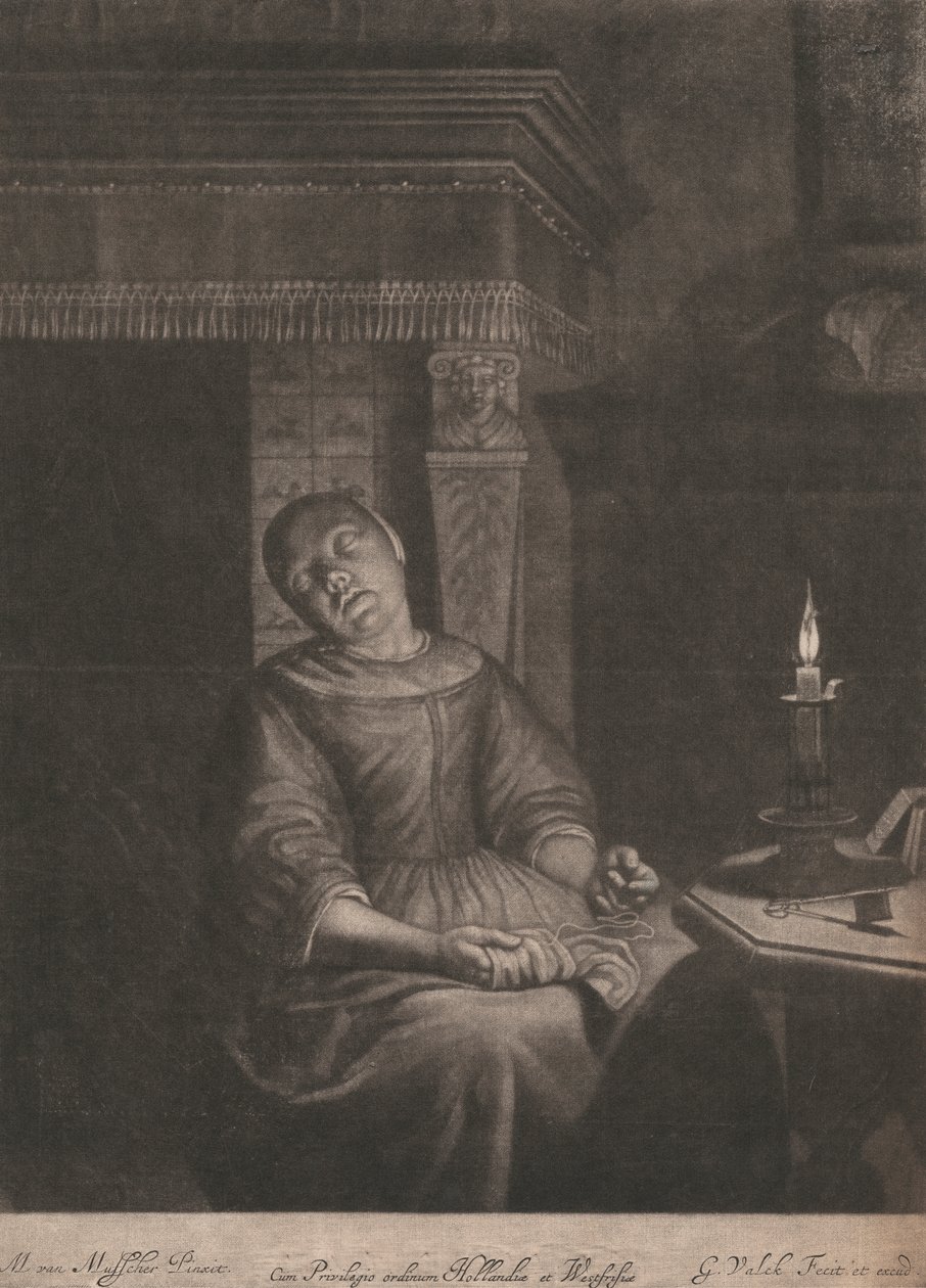 La couturière assise endormie - Gerard Valk