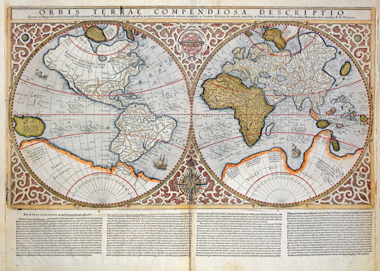 Carte du monde à double hémisphère, 1587 - Gerardus Mercator