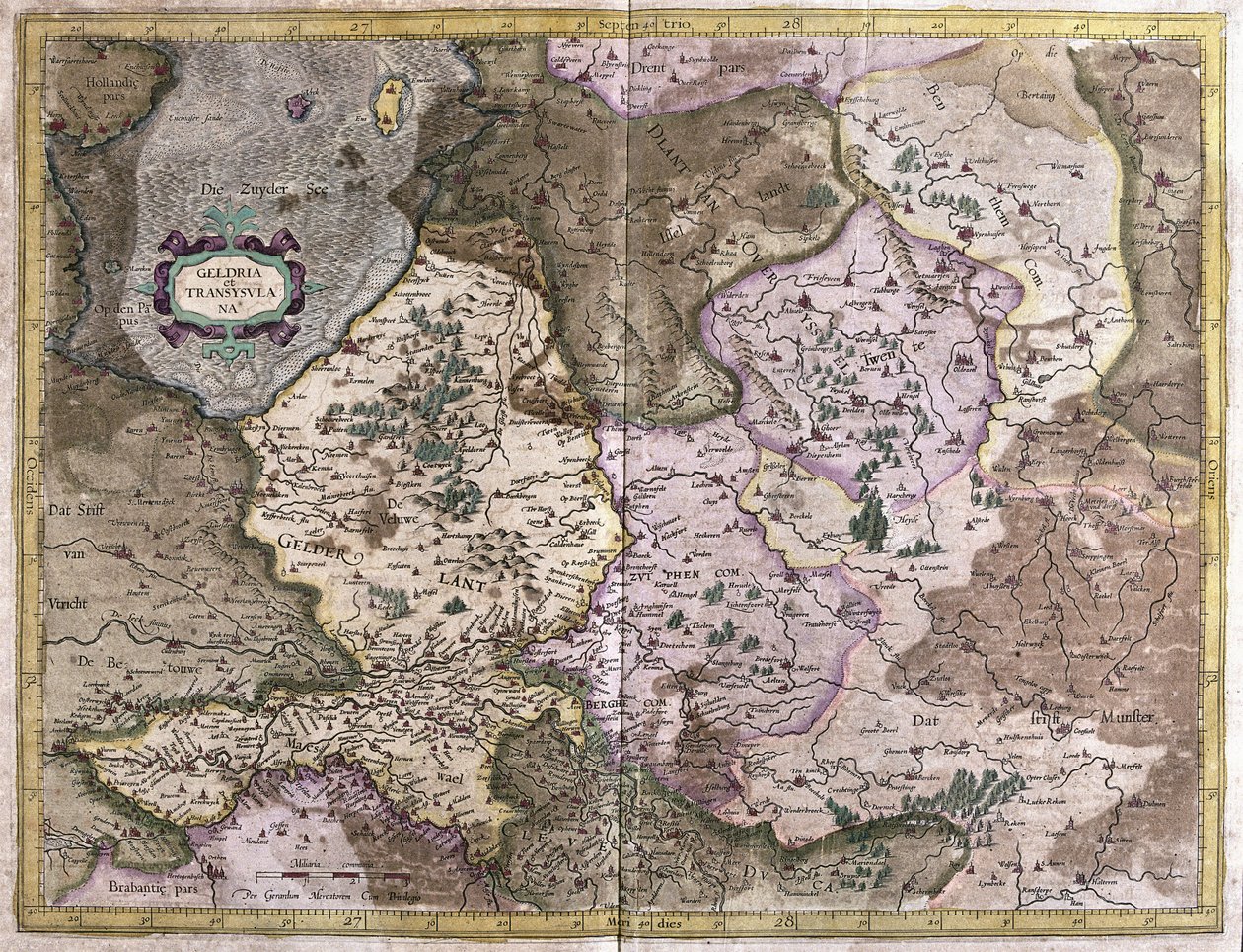 Gueldre et Overijssel, Pays-Bas (gravure) - Gerardus Mercator