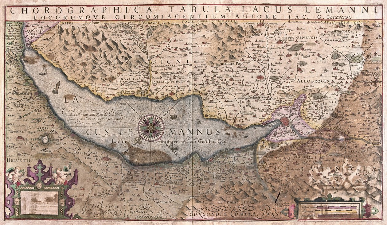 Lac Léman, Suisse (gravure) - Gerardus Mercator