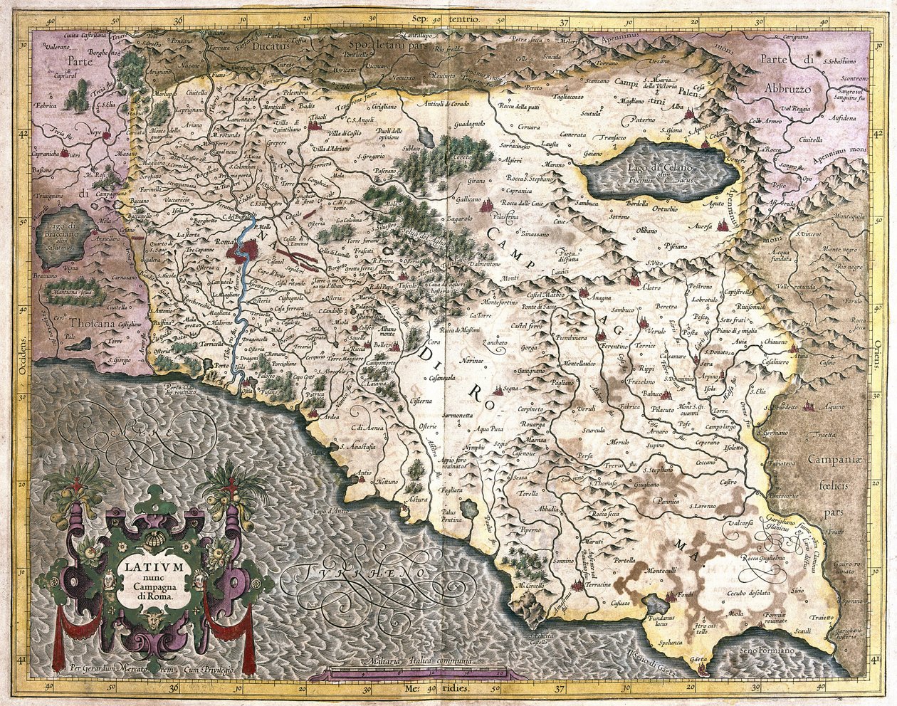 Latium, Italie (gravure) - Gerardus Mercator
