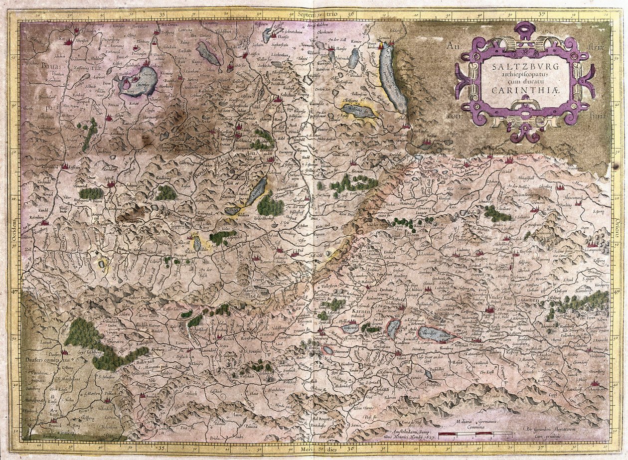 Salzbourg et Carinthie, Autriche (gravure) - Gerardus Mercator
