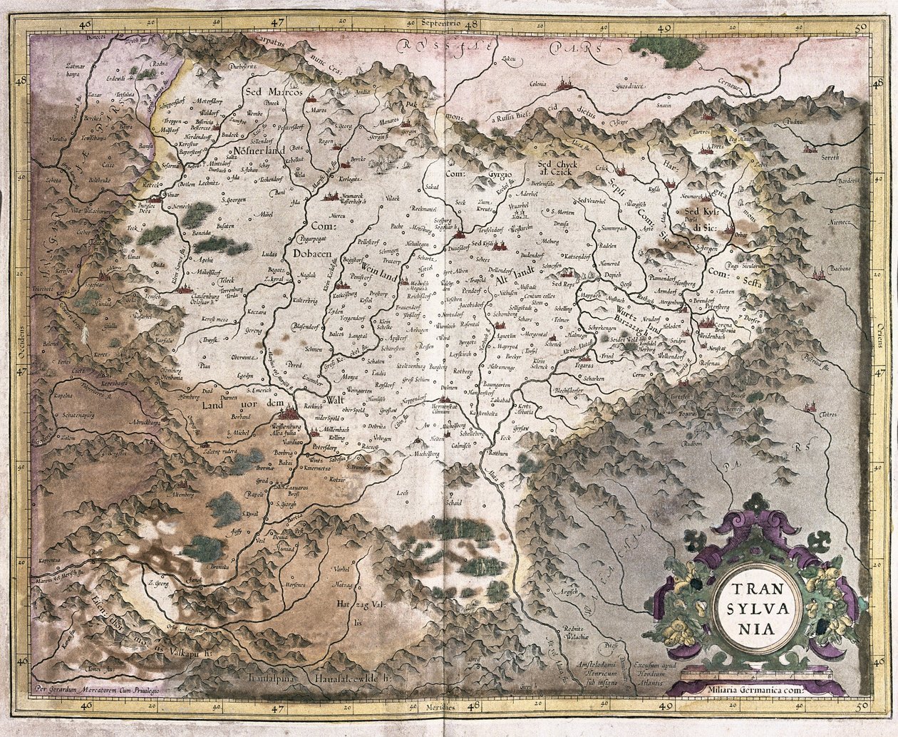 Transylvanie, Roumanie (gravure) - Gerardus Mercator