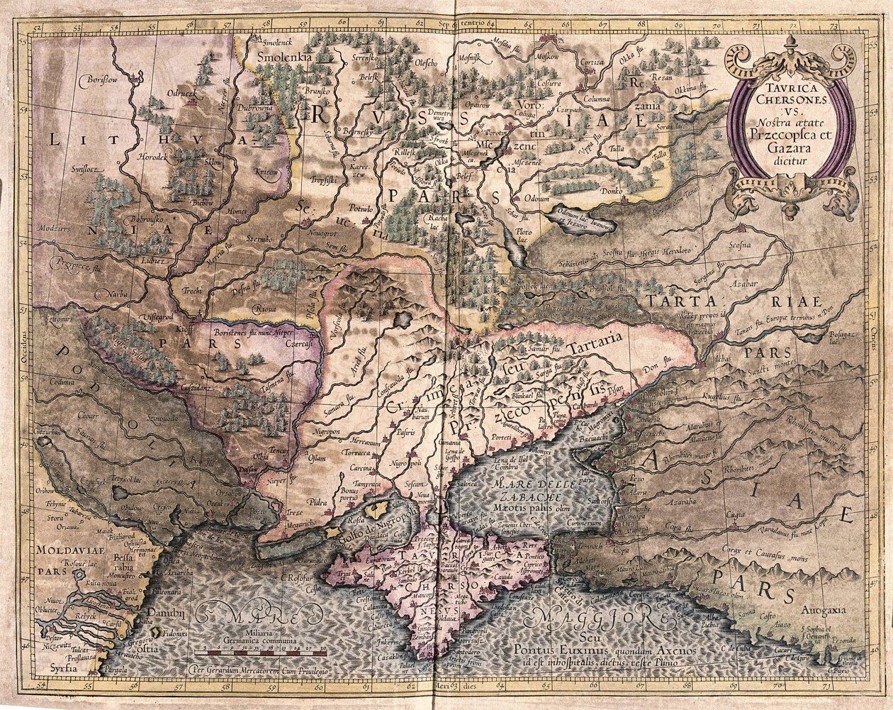 Ukraine et Crimée (gravure) - Gerardus Mercator