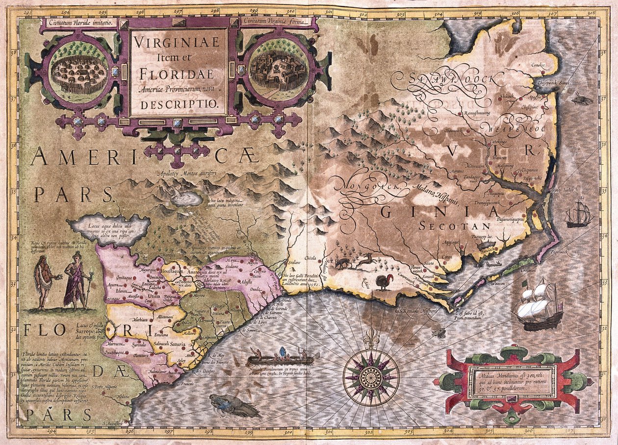 Virginie et Floride (gravure) - Gerardus Mercator