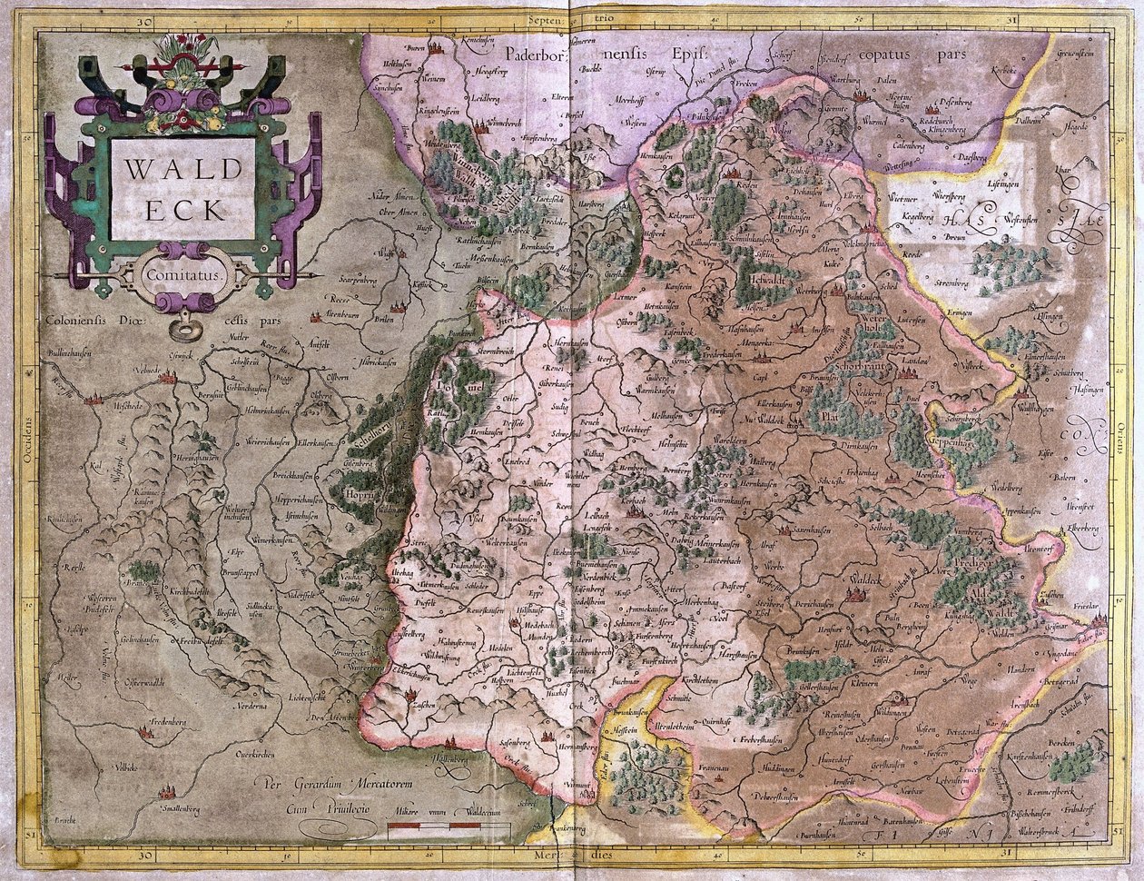 Waldeck (Hesse), Allemagne (gravure) - Gerardus Mercator