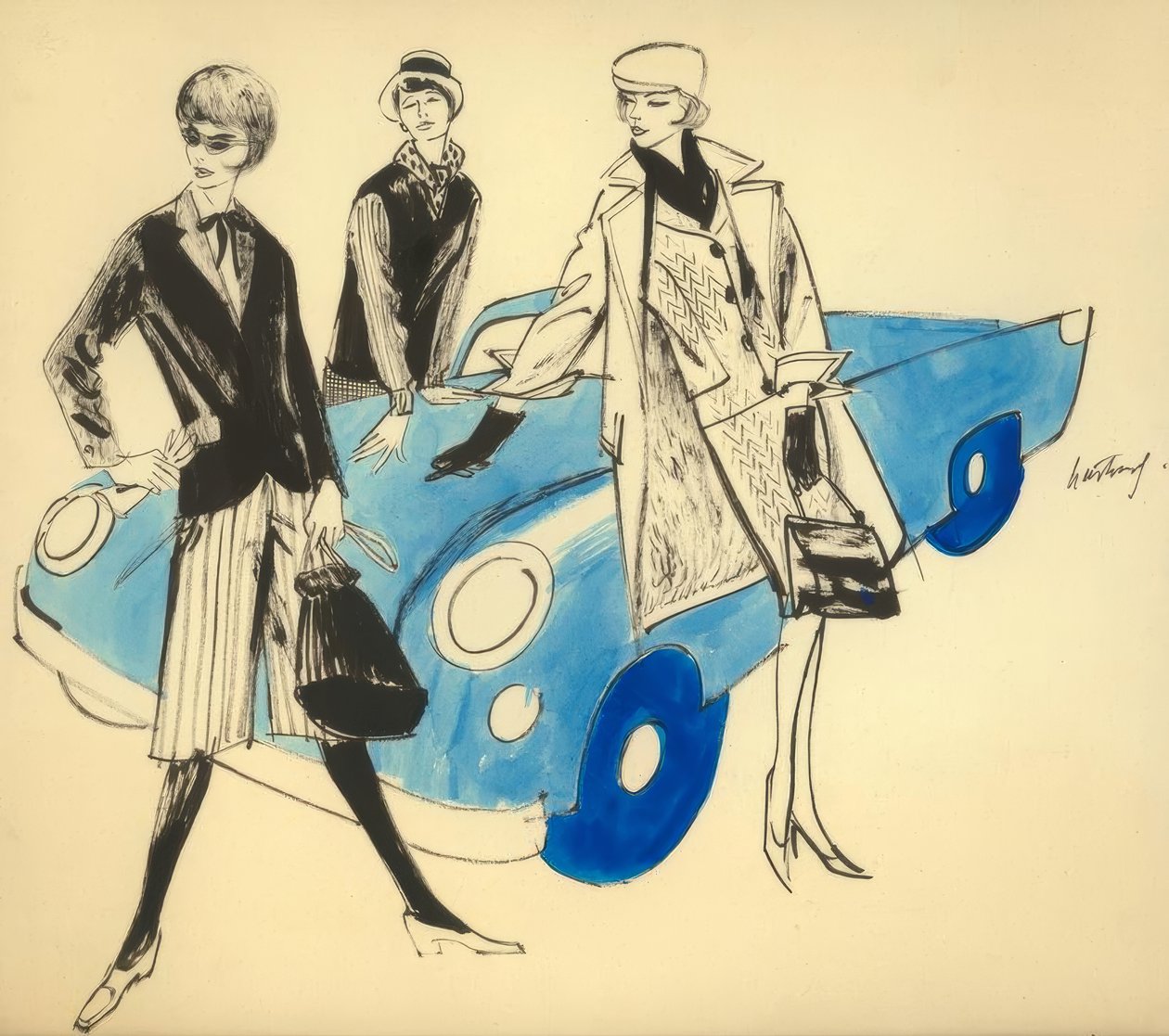 Costume, jupe-culotte, pullunder / G. Hartung - Gerd Hartung