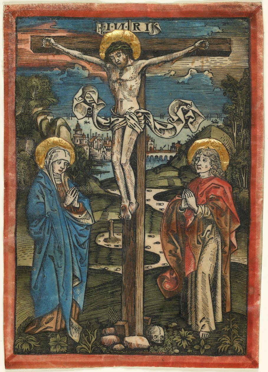 Christ sur la croix avec Marie et Saint Jean, du Missale Defunctorum, c.1499 - German School