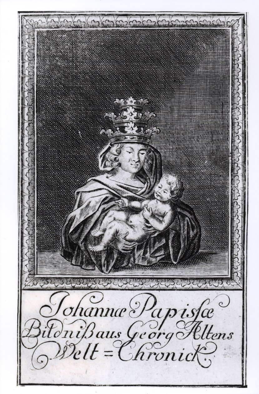 La papesse Jeanne avec son enfant - German School