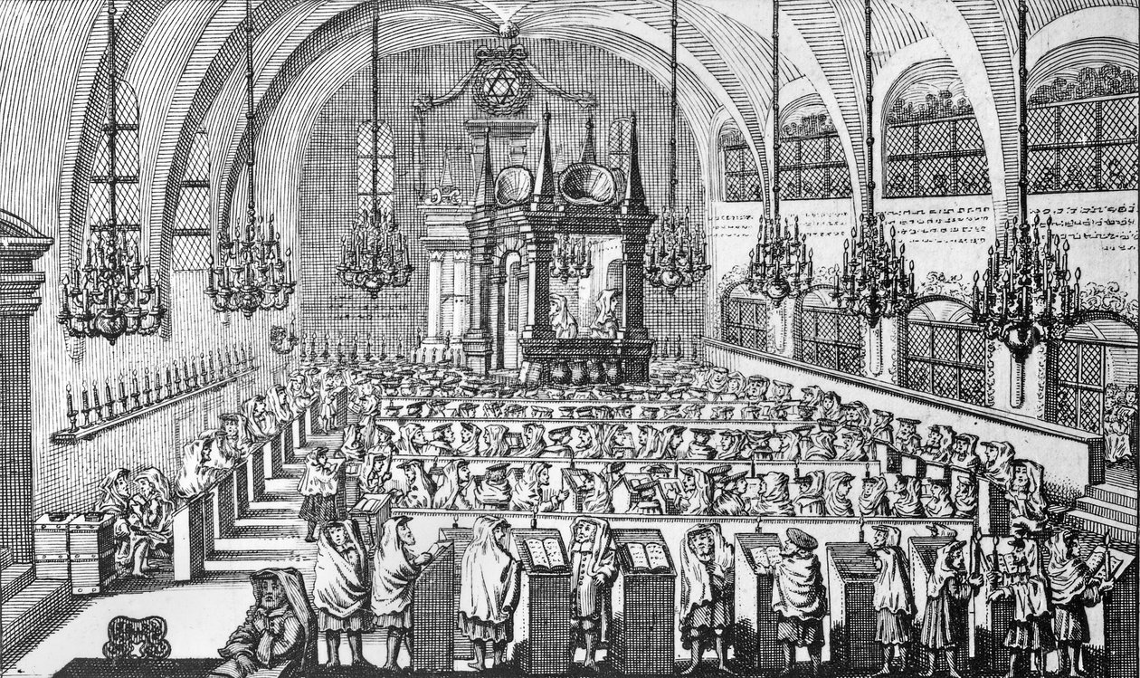 Le rassemblement dans la synagogue, 1705 - German School