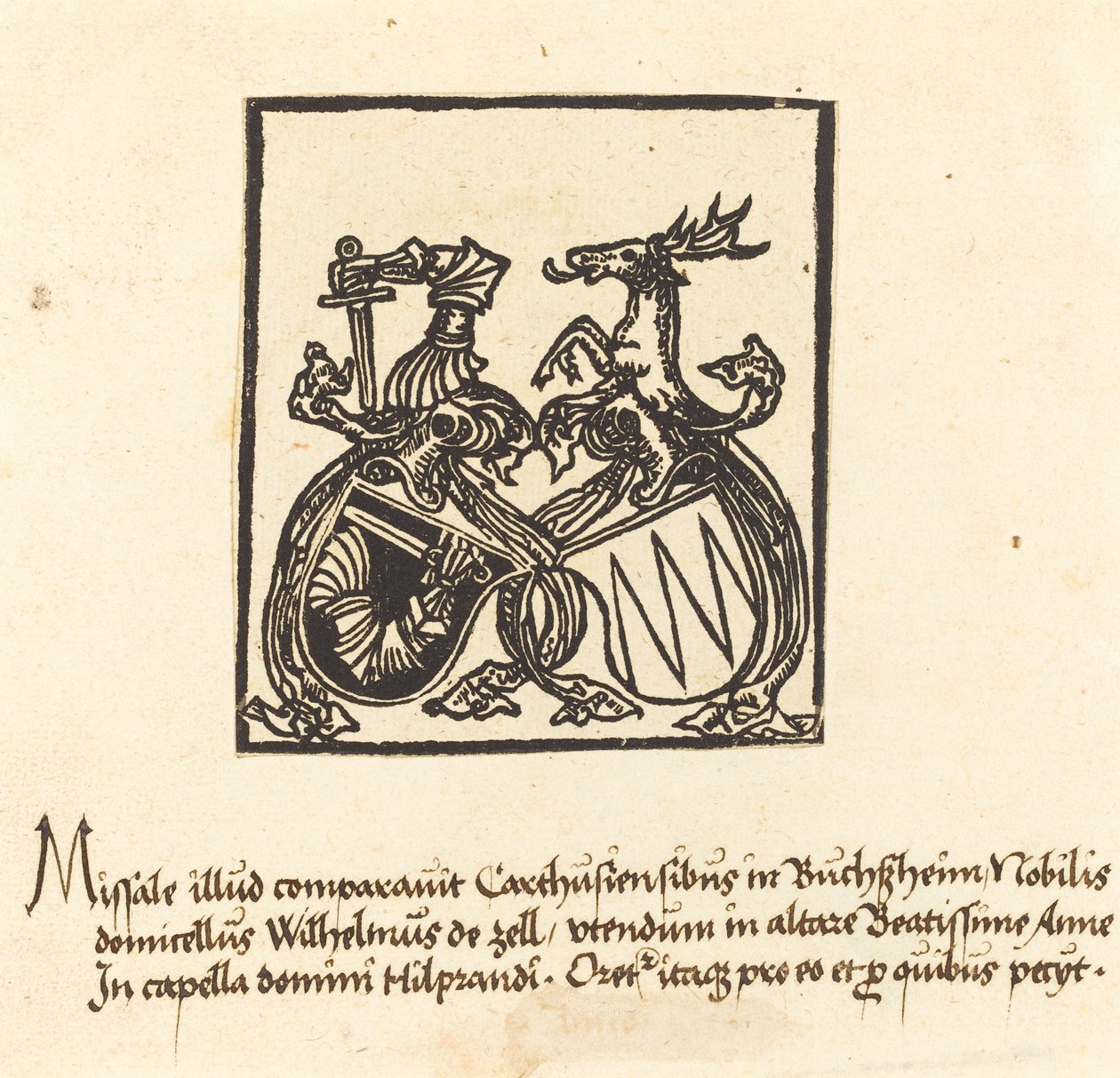 Ex-libris de Wilhelm von Zell - German 15th Century
