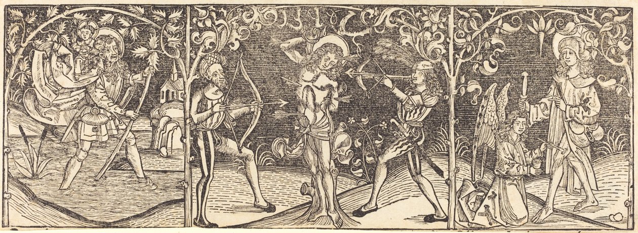Saints Christophe, Sébastien et Roch - German 15th Century