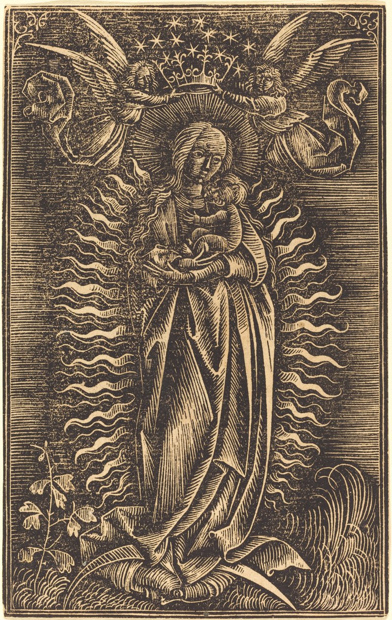 La Vierge couronnée par deux anges - German 15th Century