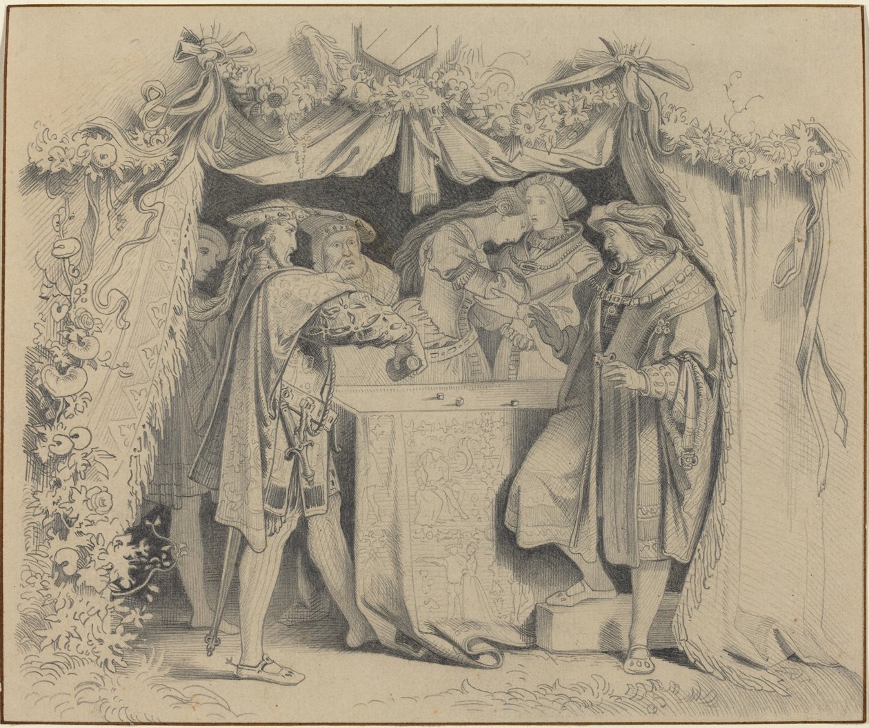 Hommes jetant des dés - German 19th Century