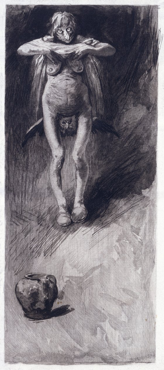 Une sorcière représentant la nuit - German School