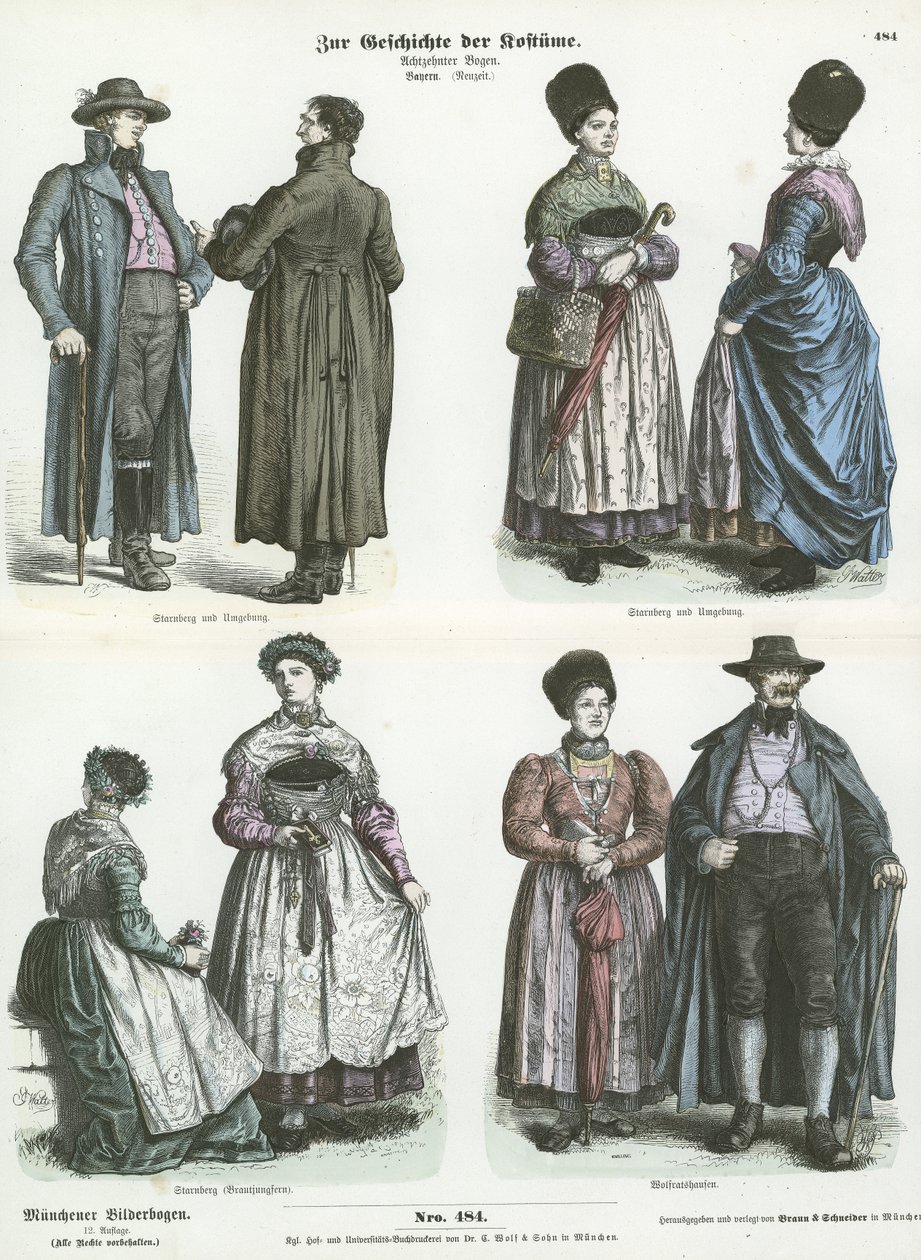 Costumes bavarois, 19ème siècle - German School