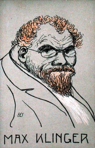 Caricature de Max Klinger (1857-1920) (lithographie en couleur) - German School