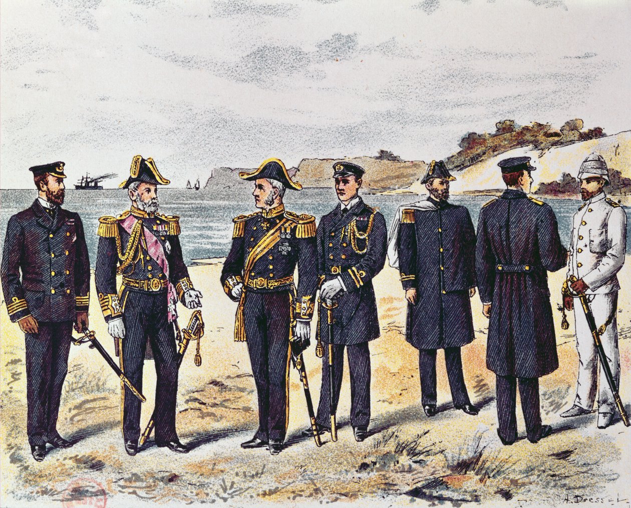 Uniformes de la marine allemande, fin du XIXe siècle - German School