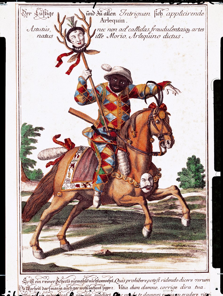 Arlequin à cheval - German School