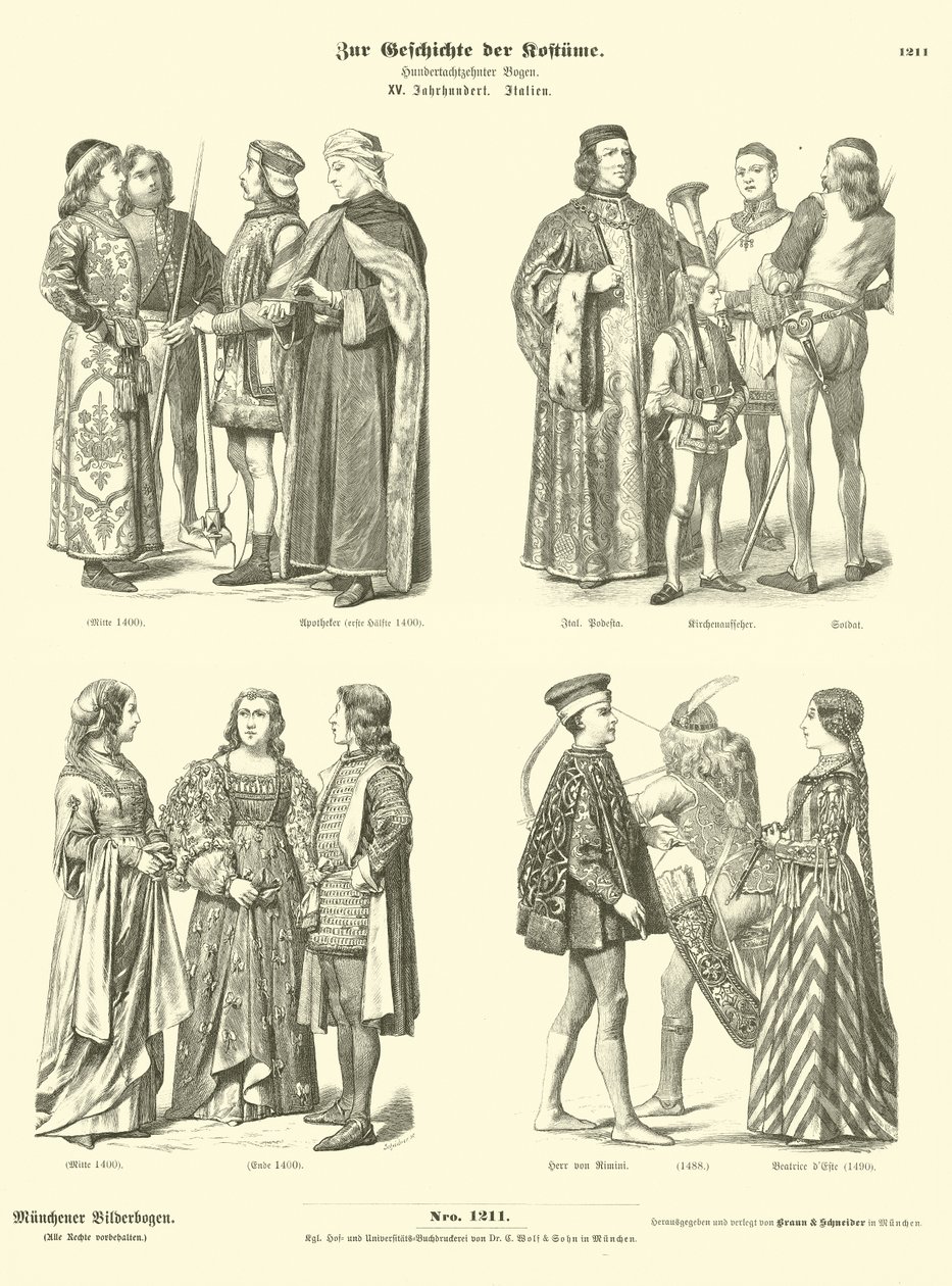 Costumes italiens, 15e siècle - German School