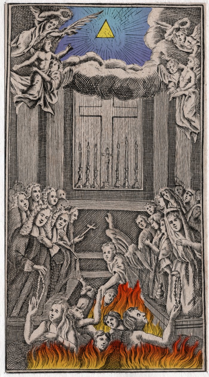Messe dans le temple (gravure) - German School