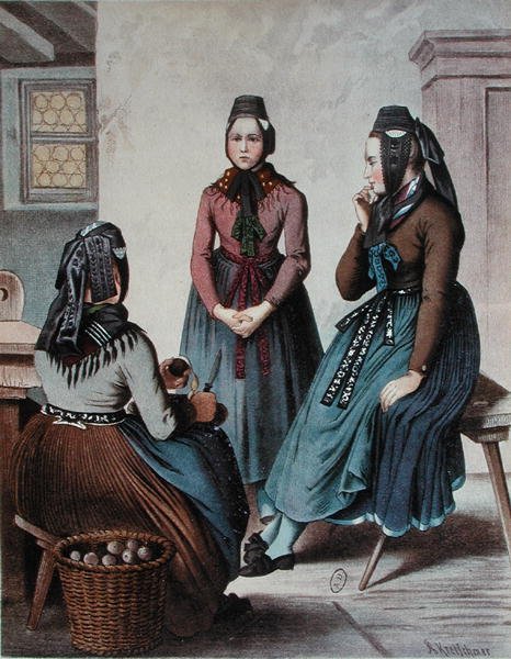 Épluchage de pommes de terre, milieu du XIXe siècle - German School
