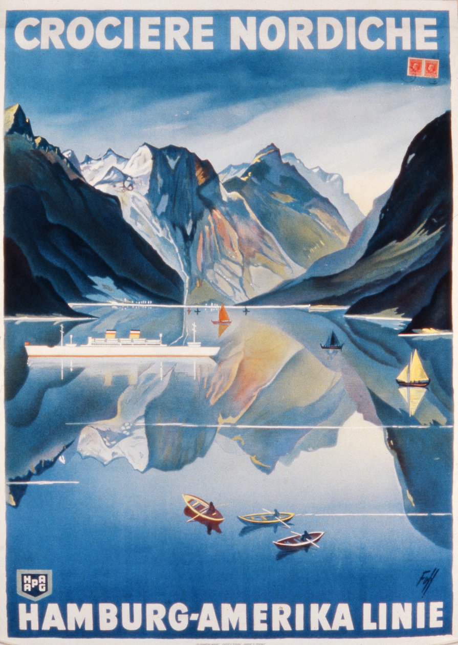 Affiche publicitaire pour la Hamburg-Amerika Linie - German School