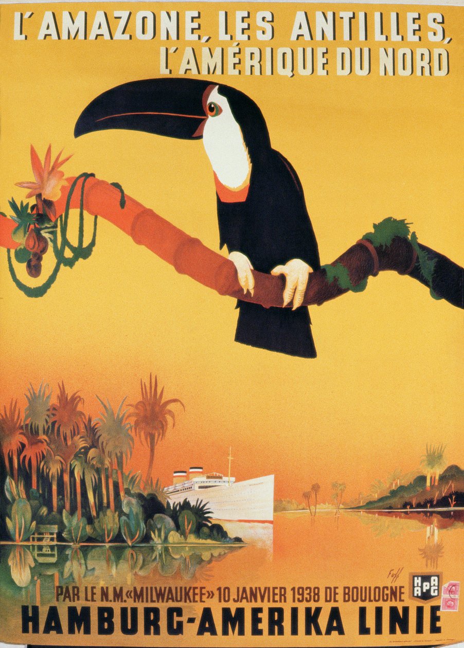 Affiche publicitaire pour la Hamburg-Amerika Linie - German School