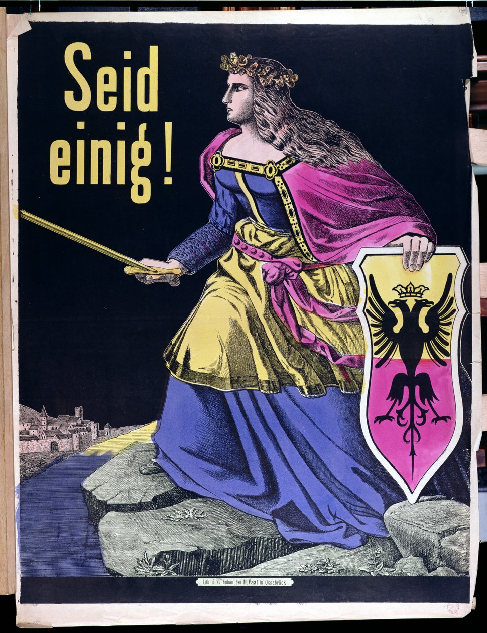Seid Einig!, affiche patriotique allemande, vers 1870 - German School