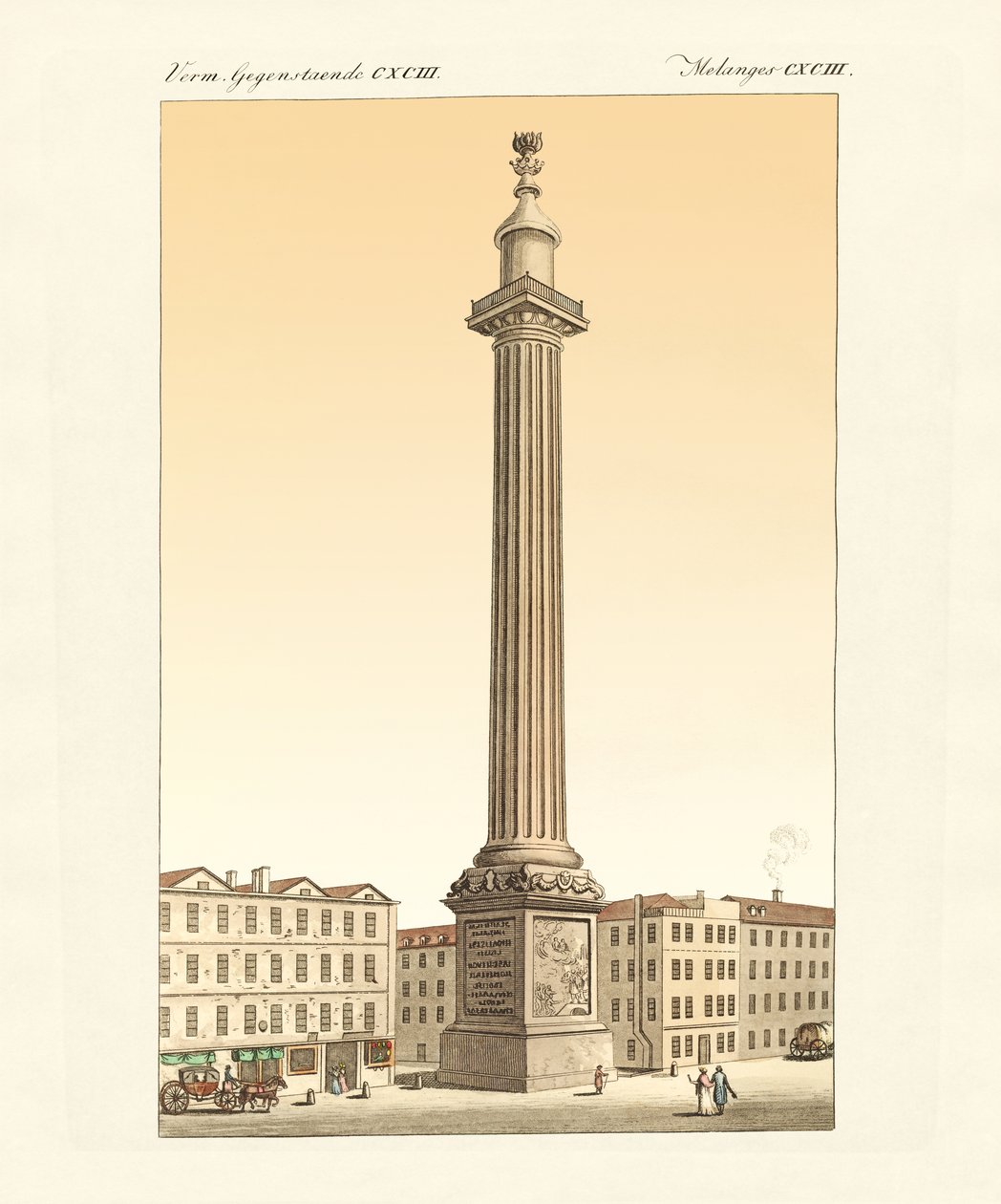 Le monument à Londres (gravure en couleur) - German School
