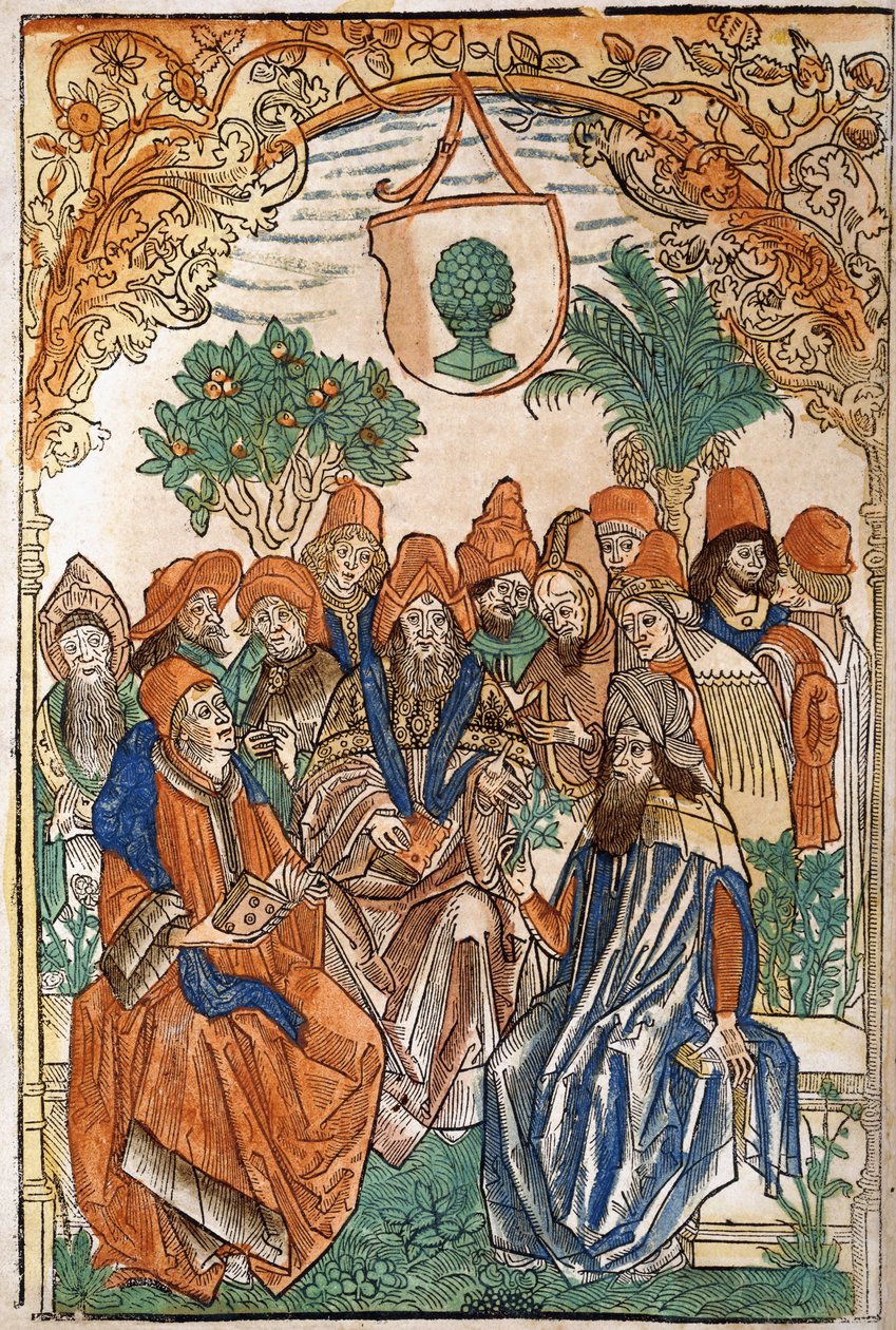 Treize érudits dans un jardin, 1485 - German School