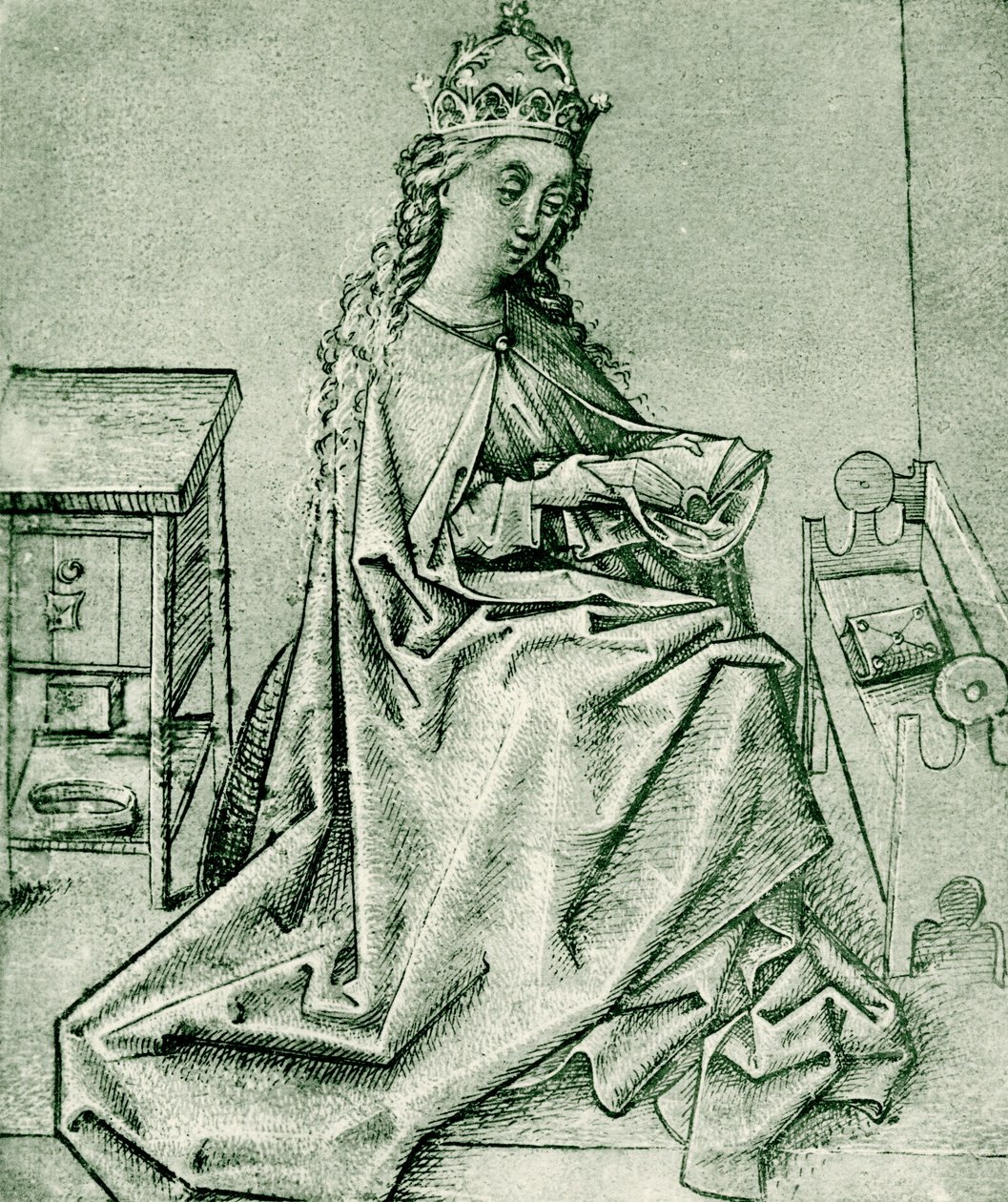 Vierge Marie priant dans une chambre gothique - German School