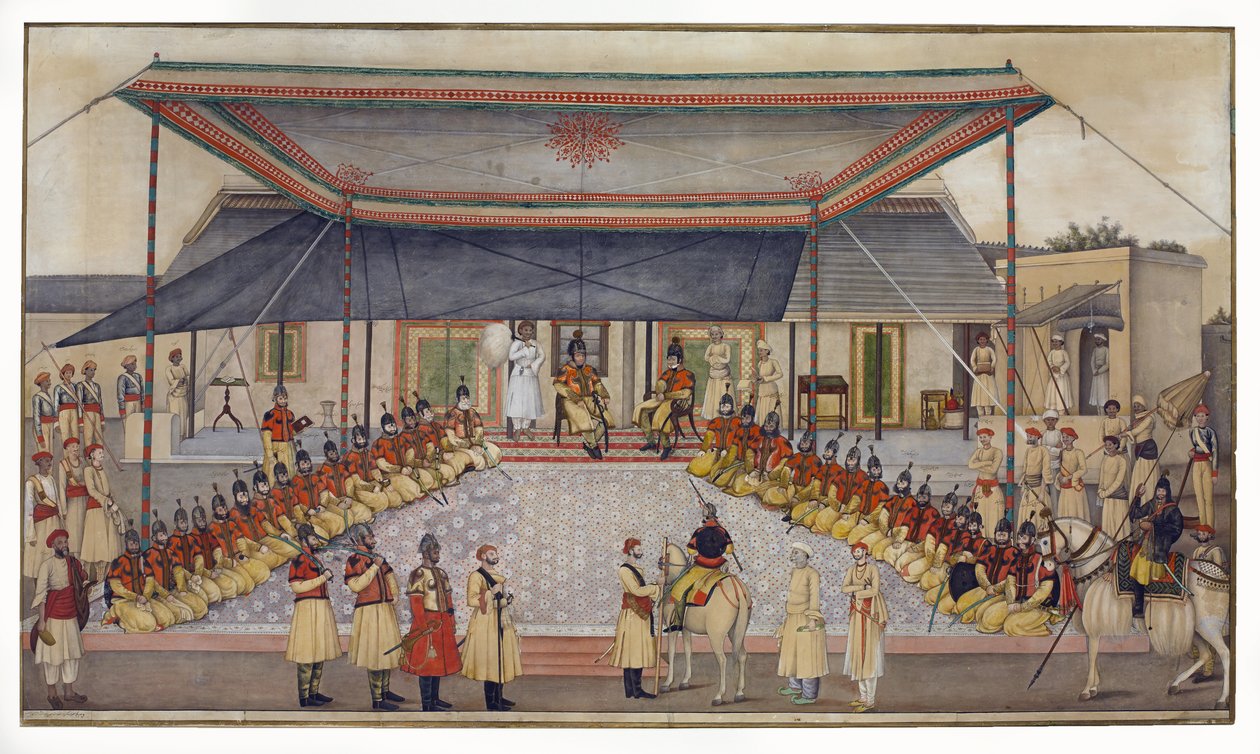 Colonel James Skinner tenant un Durbar Régimentaire, 1827 - Ghulam Ali Khan